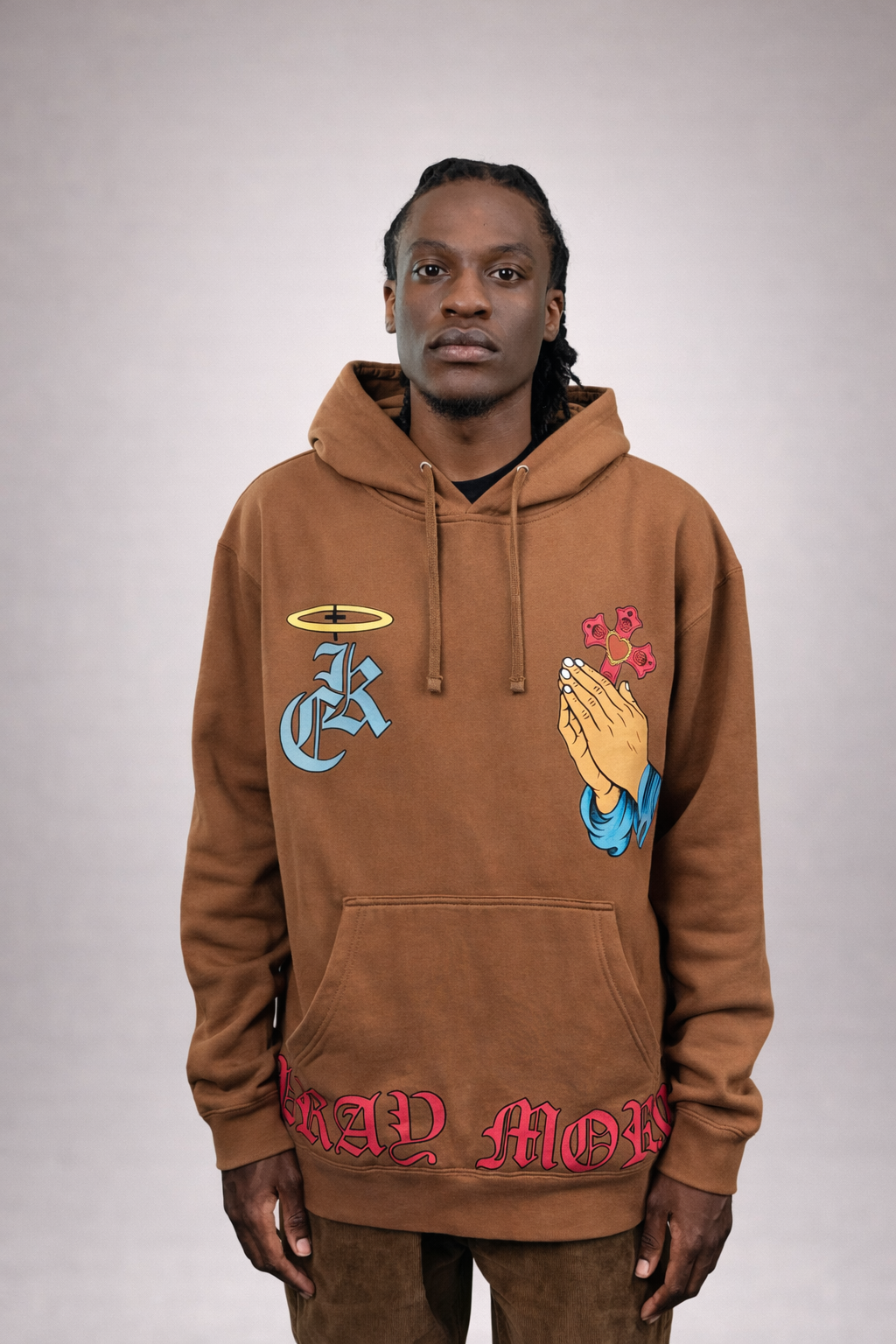 Pray More Sand Brown Hoodie
