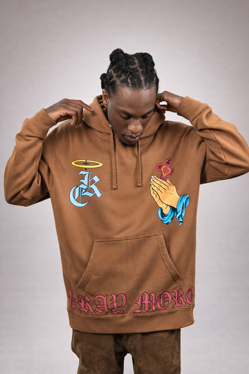 Pray More Sand Brown Hoodie