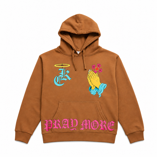 Pray More Sand Brown Hoodie