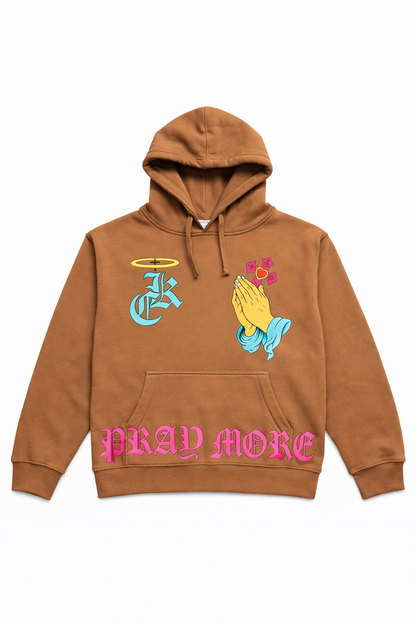 Pray More Sand Brown Hoodie