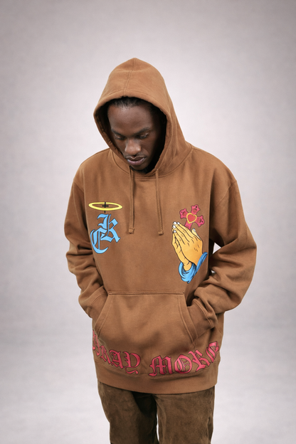 Pray More Sand Brown Hoodie